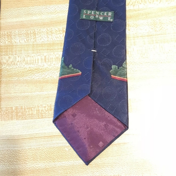 Spencer Lowe Golf Theme Silk Tie Sports Men Balls - Picture 3 of 4